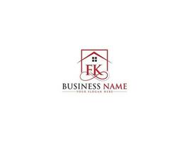 monograma edificio fk logo icono, inicial letras fk real inmuebles logo vector