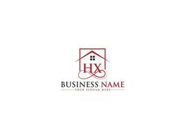 Initial House Hx Logo Letter, Unique Building HX Real Estate Logo Icon vector