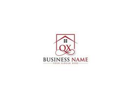 Luxury House Qx Logo Letter, Creative Building QX Real Estate Logo Vector