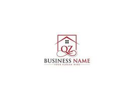 Luxury House Qz Logo Letter, Creative Building QZ Real Estate Logo Vector