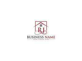 Colorful Home Rj Logo Symbol, Initial Real Estate RJ Building Logo Letter Design vector