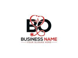 Minimalist Medicine Bo Logo Symbols, Heart Clinic BO Doctors Logo vector