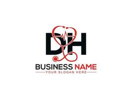 Creative Clinic Dh Modern Logo, Minimalist Letter DH Doctors Logo Template vector