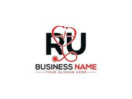 Monogram Diagnostic Ru Logo Icon, Minimalist RU Doctors Logo Letter Design vector