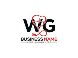 Modern Heart Wg Logo Letter, initial Wg Gw Doctors Logo Icon Vector