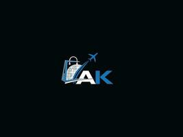 Initial Ak Logo Icon, Creative AK Travel Logo Letter vector