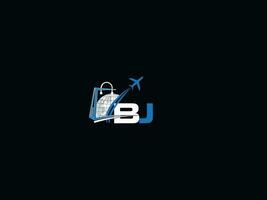 Letter Bj Logo Icon, Initial Minimalist BJ Travel Logo Symbol vector