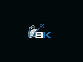 Letter Bk Logo Icon, Initial Minimalist BK Travel Logo Symbol vector