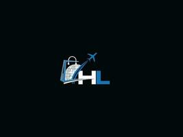 Minimalist Hl Traveling Letter Logo, Monogram Air Travel HL Logo Icon Vector