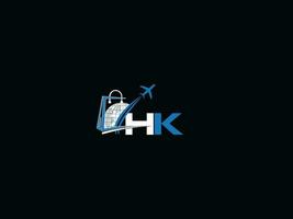 Minimalist Hk Traveling Letter Logo, Monogram Air Travel HK Logo Icon Vector