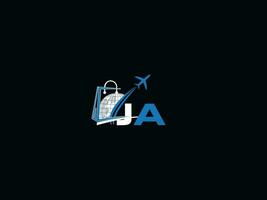 Minimalist Global Ja Logo Icon, Alphabet JA Travel Logo Template vector