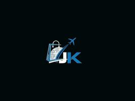 minimalista global jk logo icono, alfabeto jk viaje logo modelo vector