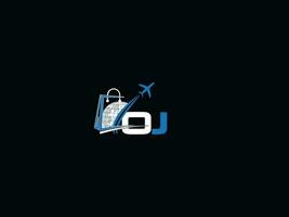 Colorful Global Oj Travel Logo Icon, Premium OJ Logo Icon Vector Art