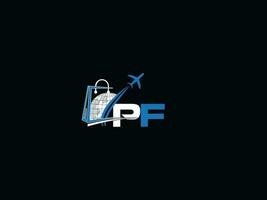 Monogram Travel Pf Logo Design, Global P Traveling Letter Logo IconaMonogram Travel P Logo Design, Global PF Traveling Letter Logo Icon vector
