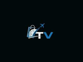 vistoso global televisión viaje logo icono, minimalista aire televisión logo letra diseño vector