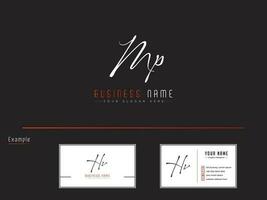 Typography Mp Signature Logo, Creative Minimal MP Feminine Logo Design vector