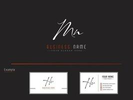 Typography Mn Signature Logo, Creative Minimal MN Feminine Logo Design vector