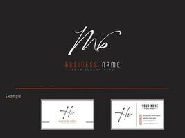 Typography MB Signature Logo, Creative Minimal Mb Feminine Logo Design vector