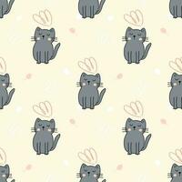 Cat cartoon pattern seamless. Funny cat face Surface design print template for scraping book, cover, fabric textile vector