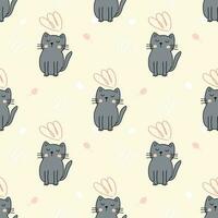 Cat cartoon pattern seamless. Funny cat face Surface design print template for scraping book, cover, fabric textile vector