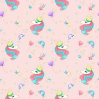 Unicorn pattern seamless background vector illustrations pink background