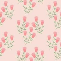 Minimal floral seamless pattern fashionable template for design. Pastel flower pattern vector illustration background half drop design for fabric, textile, cover paper, gift wrap, print template.