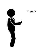 illustration and icon silhouette of a drone pilot flying a drone vector