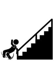 silhouette illustration of a stick figure or stickman slipping and falling down the stairs vector