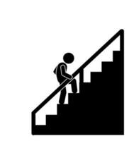 silueta palo figura o hombre palo arriba y abajo casa palo figura ilustración y icono, casa escalera vector