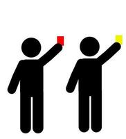 red card and yellow card by a football match referee. silhouette vector