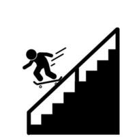 silhouette of a man playing a skateboard. learn skateboard vector illustration icon. skateboarder.skateboarding. pictogram, stickman and stick figure