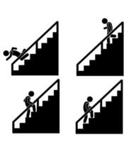 Silhouette STICK FIGURE OR STICKMAN UP AND DOWN HOUSE STICK FIGURE ILLUSTRATION AND ICON, HOUSEHOLD STAIRS vector