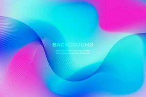 Vibrant neon gradient background with wavy lines vector