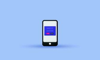 3d cartoon smartphone login icon trendy style object symbols isolated on background vector