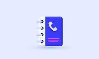 illustration 3d icon blue phone book vector symbols isolated on background