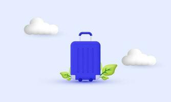 illustration creative 3d luggage mobile concept symbols isolated on background vector