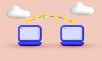 illustration 3d file sharing data service digital vector concept symbols isolated on background