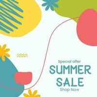 Summer sale event. Post template. Social media poster. Vector design illustration.