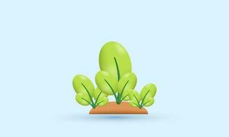illustration cute 3d tree plant greeb natural isolated on background vector