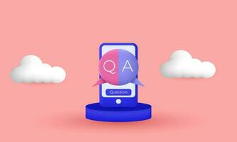 3d cartoon written questions choice answers devised modern icon trendy style symbols isolated on background vector