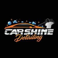 Car shine and detailing logo design with a car washer man vector