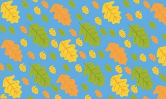 Seamless pattern with acorns and autumn oak leaves in Orange, Beige, Brown and Yellow. Perfect for wallpaper, gift paper, pattern fills, web page background vector