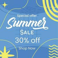 Summer sale event. Post template. Social media poster. Vector design illustration.