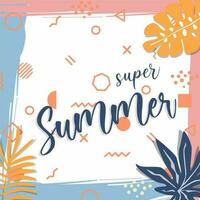 social media template design summer theme vector