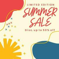 Summer Sale minimalist square banner template. Suitable for social media posts, flyer,backgroud and web internet ads vector