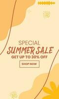 Summer Sale minimalist square banner template. Suitable for social media posts, flyer,backgroud and web internet ads vector