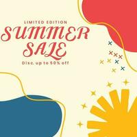 Summer Sale minimalist square banner template. Suitable for social media posts, flyer,backgroud and web internet ads vector