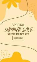 Summer Sale minimalist square banner template. Suitable for social media posts, flyer,backgroud and web internet ads vector