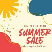 Summer Sale minimalist square banner template. Suitable for social media posts, flyer,backgroud and web internet ads vector