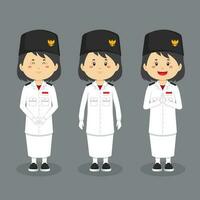 Avatar of a Indonesian Flag Bearer Character with Various Expression vector